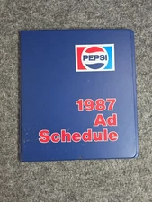Pepsi 1987 Ad Schedule Binder Sales Advertising Department Blue Folder