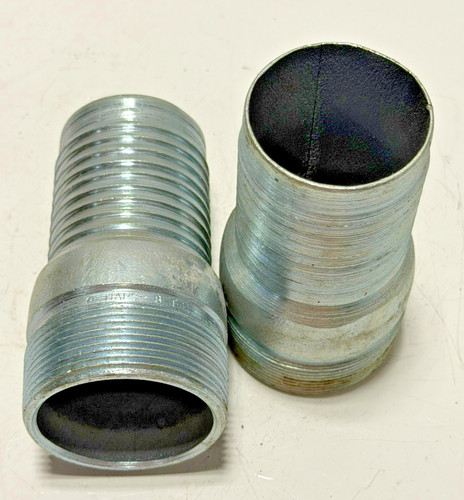 Lot of 2 Galvanized Steel Pipe Nipples Male NPT Threaded Industrial Fittings