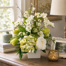 Green and White Floral Arrangement, Large Spr...