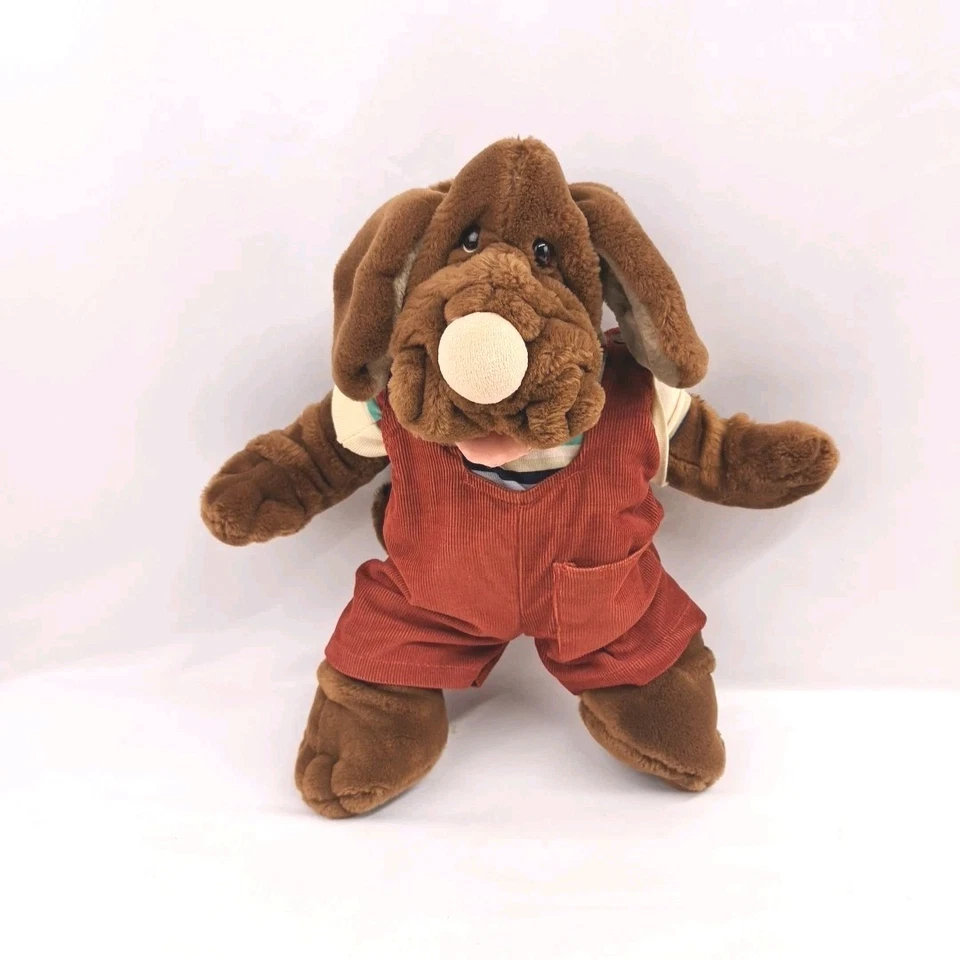 Marioneta de mano de felpa vintage con arrugas para perro Ganz Bros 1981 felpa roja pana Foto 2 de 4