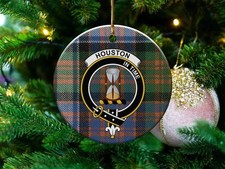Houston Clan Scottish Tartan Crest Ceramic Ornament