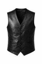 Men  s Genuine Lambskin Leather Vest Handmade Premium Button Up Waistcoat