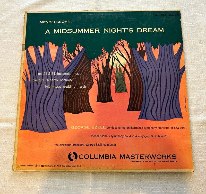 Columbia Masterworks Mendelssohn A Midsummer Night's Dream LP ML 4498