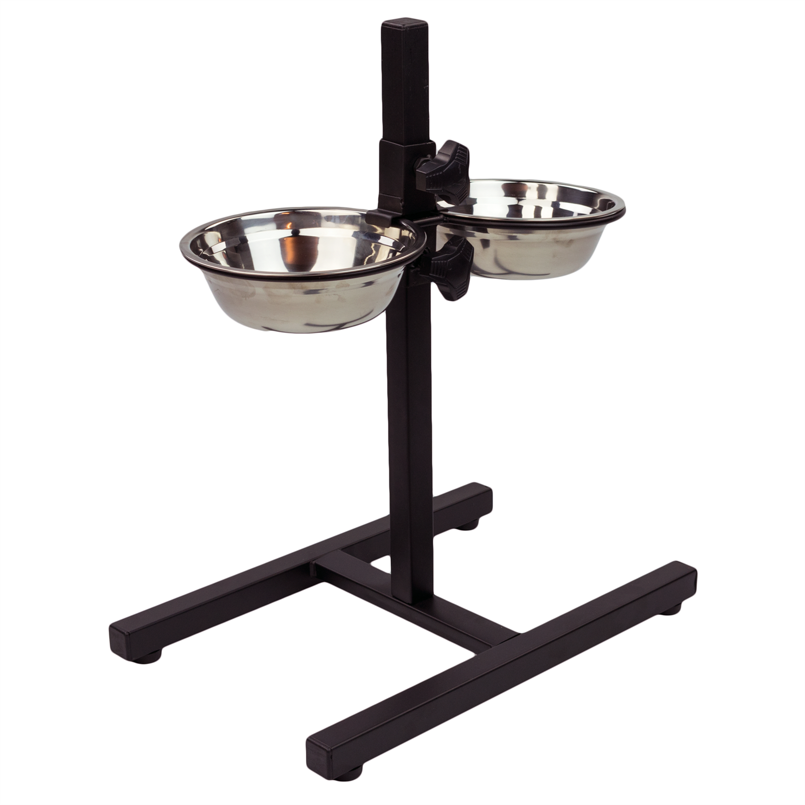 RAISED ADJUSTABLE DOG FEEDING STAND WITH 2 STAINLESS STEEL PET BOWLS FOOD WATER