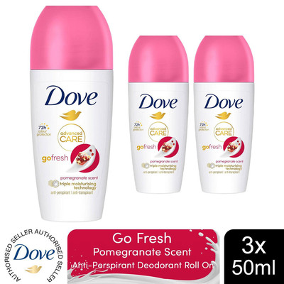 Dove Roll On Go Fresh Granatapfel 72H Lasting Damen Anti-Transpirant 50ml, 3er Pack