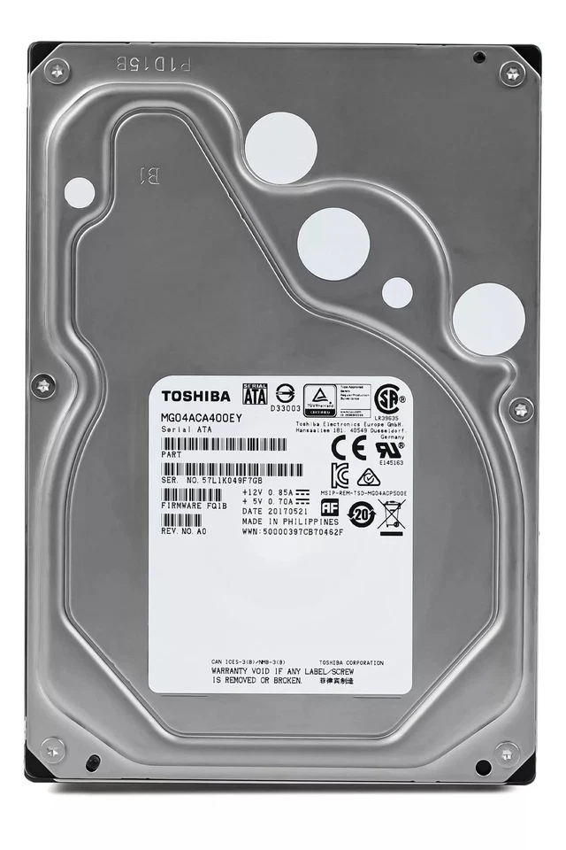 Toshiba MG Series 4TB Interne Festplatte MG04ACA400EY 3,5 Zoll HDD SATA 7200RPM - Bild 2 von 2