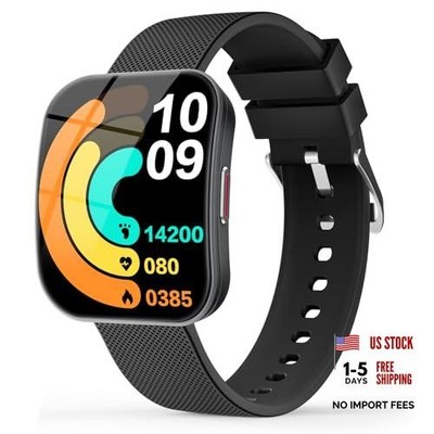 Black HD AMOLED Smart Watch for Men & Women - IP68 Waterproof - 1.85''