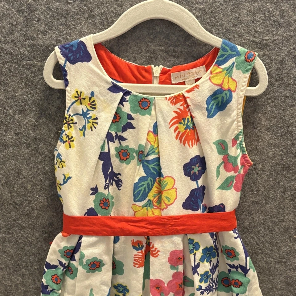 Vestido Mini Boden Niñas Talla 5 6 Sin Mangas Floral Lino Ajuste Acampanado Verano Informal Foto 2 de 4