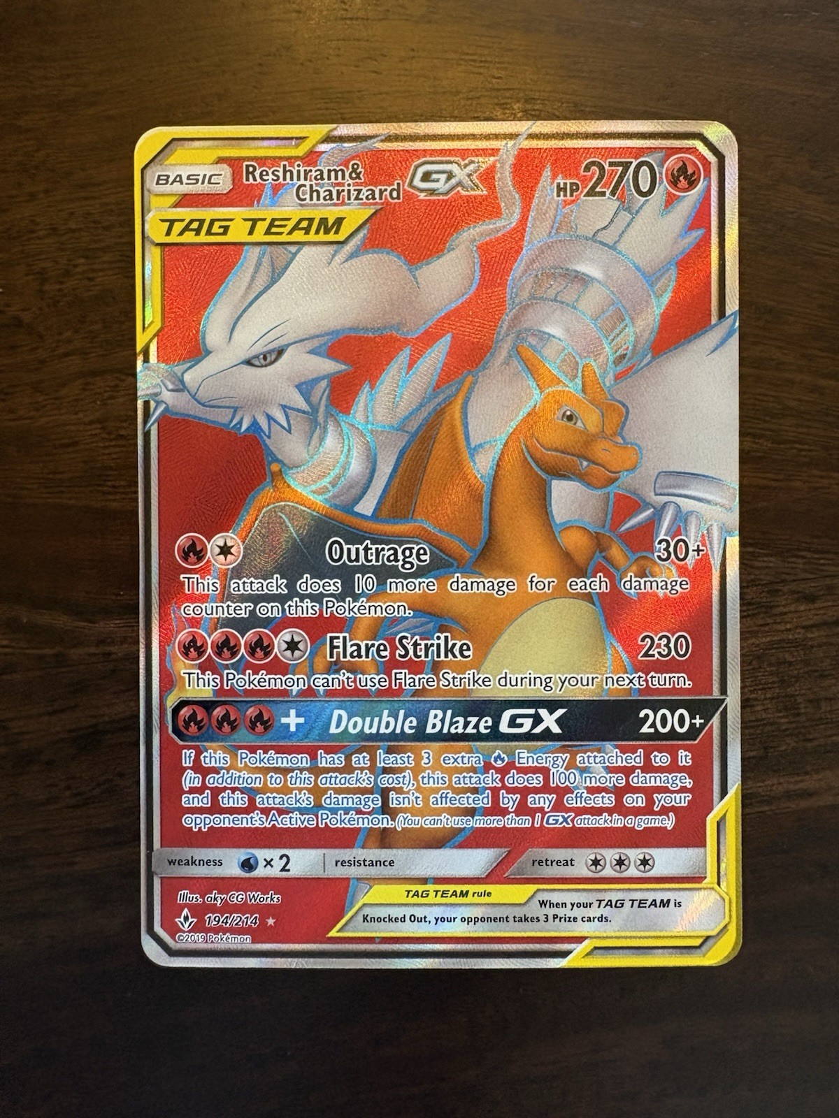Pokémon TCG Reshiram & Charizard GX Tag Team Unbroken Bonds 194/214 MINT Perfect
