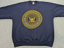 United States Navy Blue Long Sleeve Sweatshirt Mens XL USA Vintage Crewneck