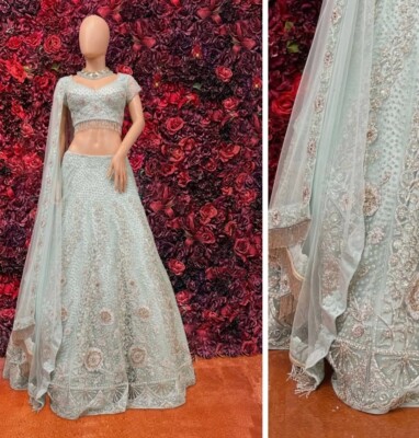 Beautiful sea-green color Indian Lehenga size S | eBay Beautiful sea-green color Indian Lehenga size S | eBay