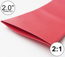 2" ID Red Heat Shrink Tube 2:1 ratio 2.0" wrap 2x24" 4 feet inch/ft/to 50mm