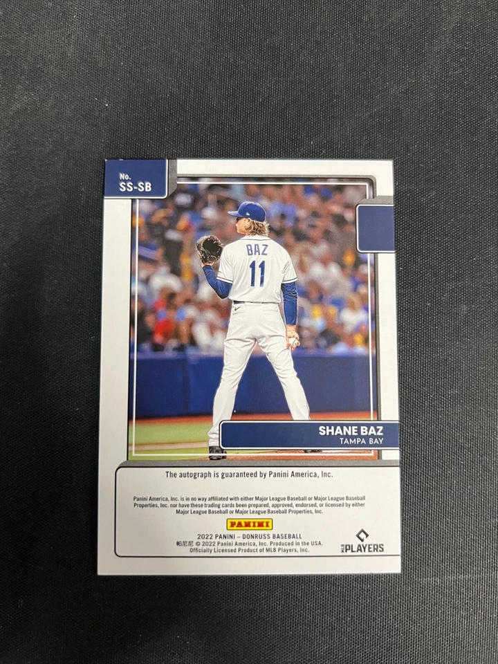 2022 Donruss #SS-SB Shane Baz Autograph Gold Foil Signature Series 25/25 Rays - Image 2 of 2