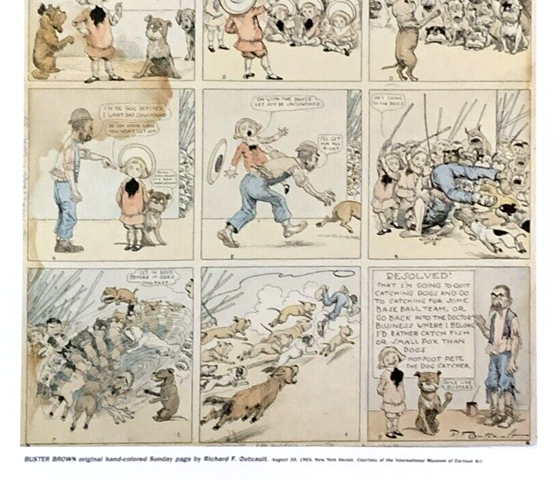 Editorial Cartoon Buster Brown Dog Catcher Richard F. Outcault 1903
