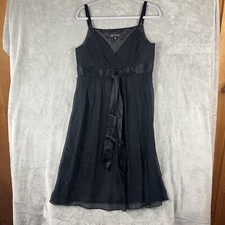 Jones New York Silk Babydoll Dress SZ 12 Black Lined Y2K Whimsy goth feminine 