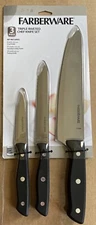 NEW Faberware 3 Piece Chef Knife Set ~ High Carbon Stainless ~ Triple Riveted ~