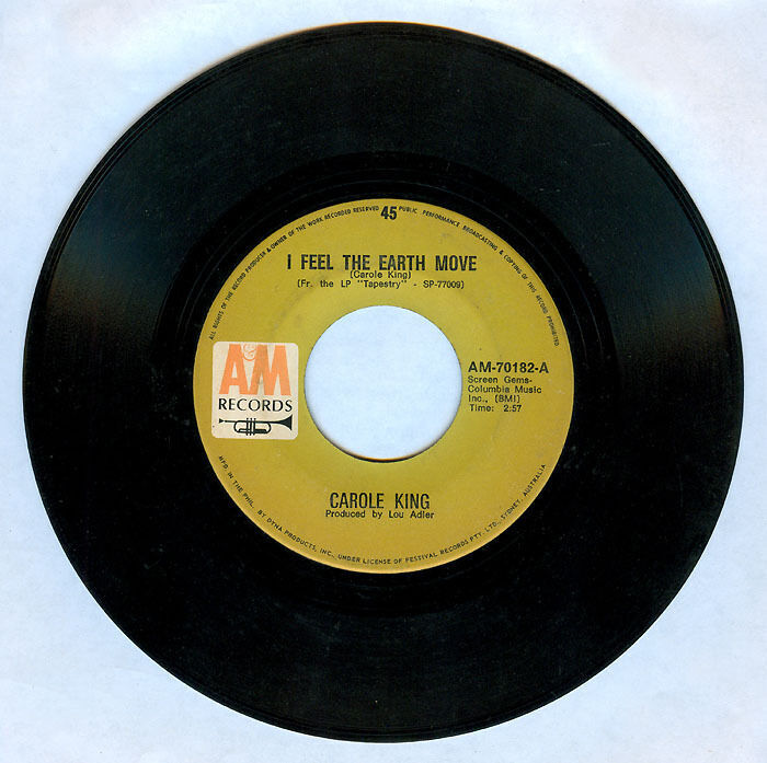 Philippines CAROLE KING I Feel The Earth Move 45 rpm Record