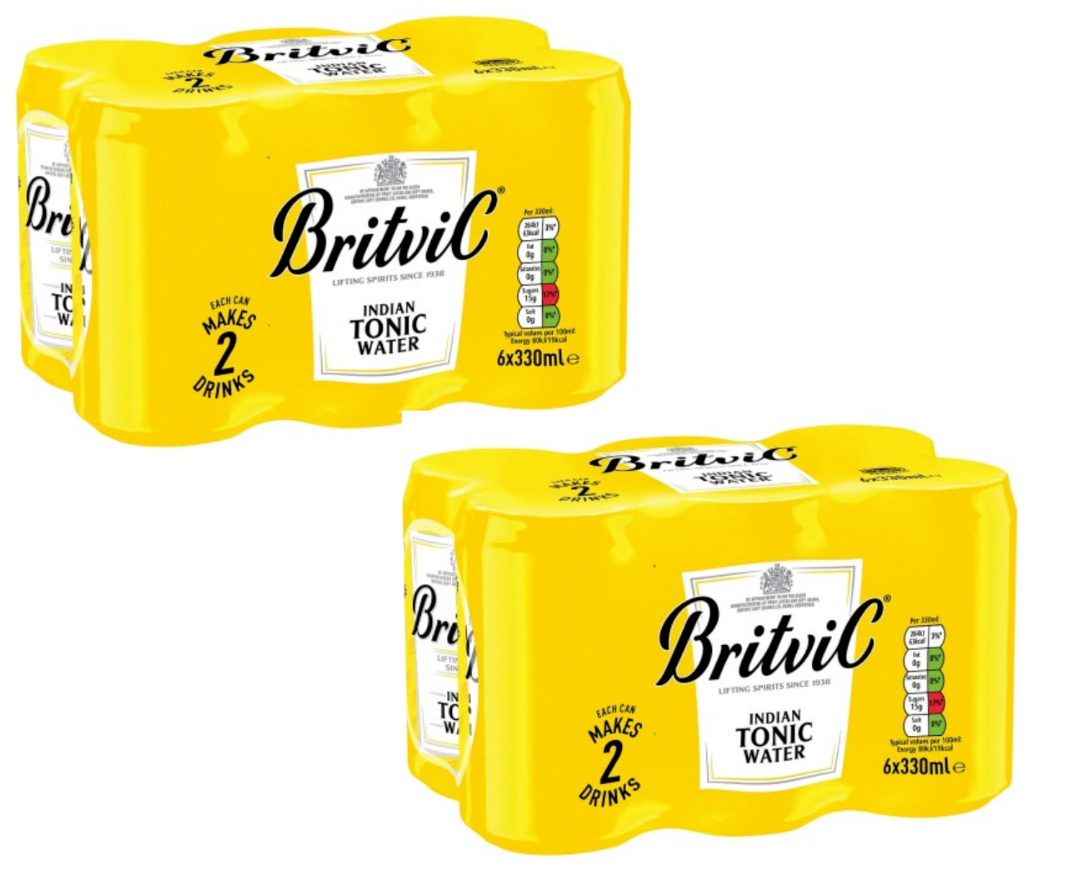 BRITVIC TONIC WATER 12 x 330ml CANS CARBONATED TONIC & SODA WATER SOFT DRINKS eBay