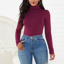 Women Bodysuit Tops T-Shirt Tee Tight Tops Top Turtleneck Basic Warm Womens T1
