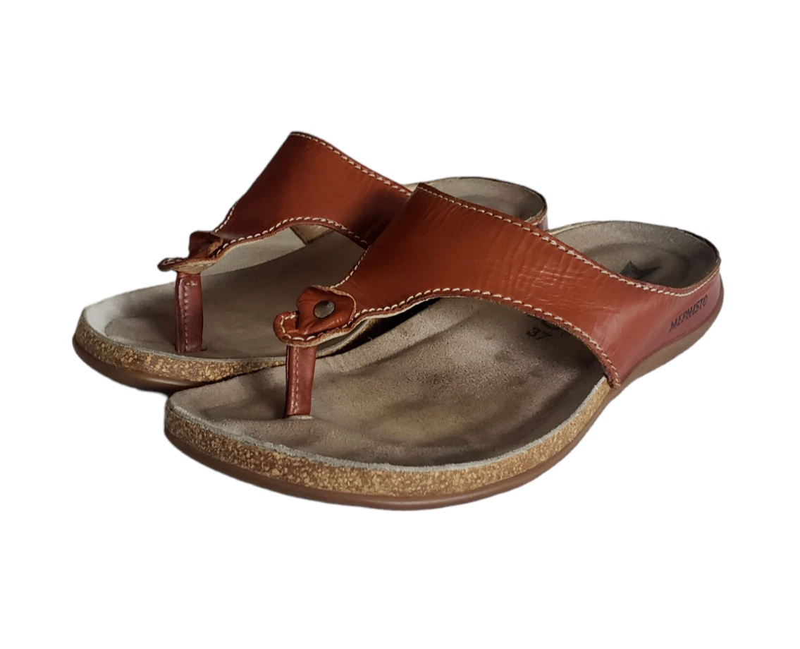 Mephisto Air Relax Women s Size 7 EUR 37 Brown Leather Thong Sandals