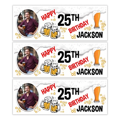 PERSONALISED BIRTHDAY BANNER BEER LAGER BOOZE MENS NAME  PARTY