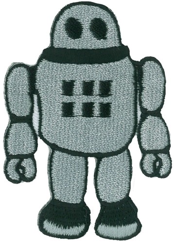 Patch écusson patche ROBOT thermocollant iron-on brodé gris - Photo 2/2