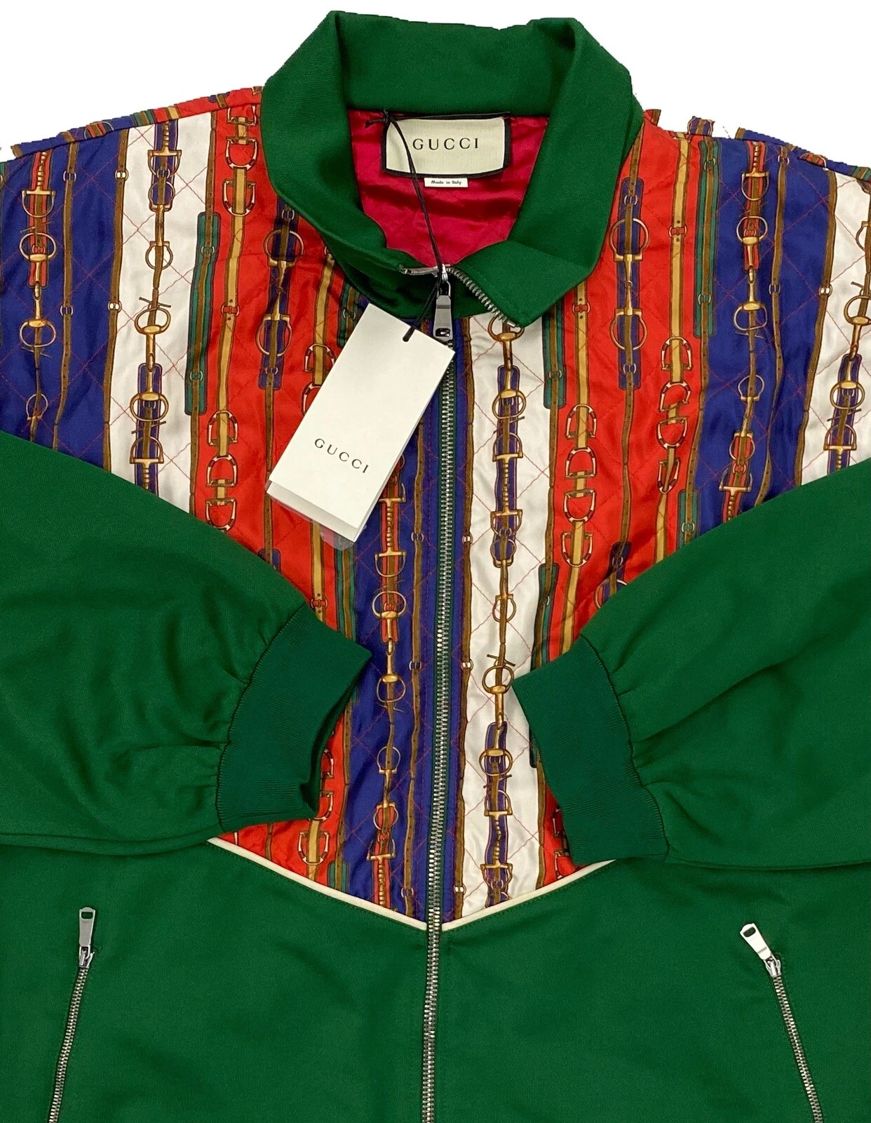 Bomber Gucci in seta verde $3.000 taglia US XL Made in Italy