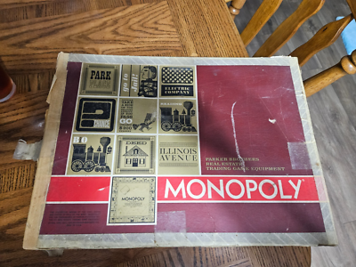 Vintage 1964 Monopoly Board Game Parker Bros. Red Box No. 11