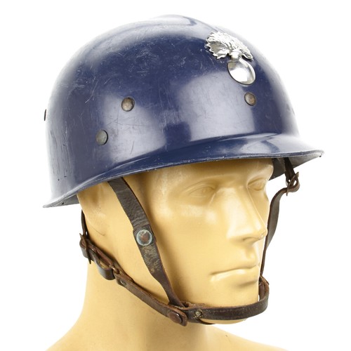 Vintage French Blue Plastic Helmet with 