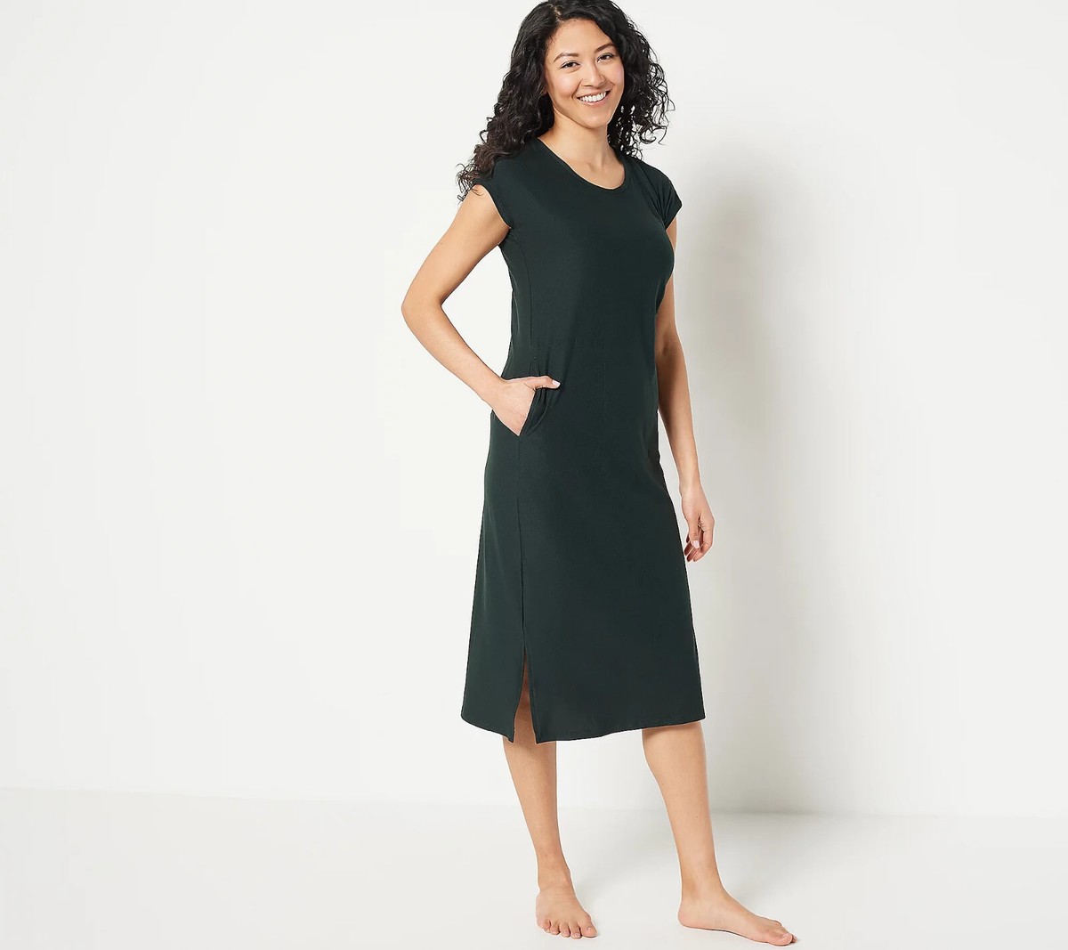 MUK LUKS Cloud Knit Cap Sleeve Lounge Dress Midnight Eclipse XS A477784