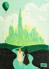 WICKED Plush Throw Blanket One Short Day Wizard Oz Emerald City Elphaba Glinda