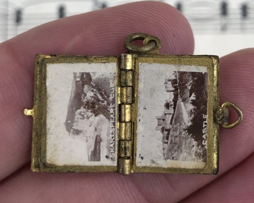 Rare Antique Miniature English Souvenir Photos Red Enamel Pendant Dover c.1910 - Picture 4 of 5
