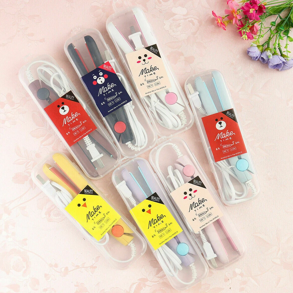 PAKASEPT 2 in 1 Mini Hair Straightener Curler Ceramic Tourmaline Plate Iron + UK Adapter