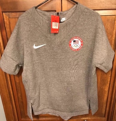 Nike USA Olympic Team Gray Grey SweatShirt Fleece Training Women's L $130 807000