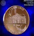 "Texas 1845 - The Alamo" 1 oz .999 Copper Round