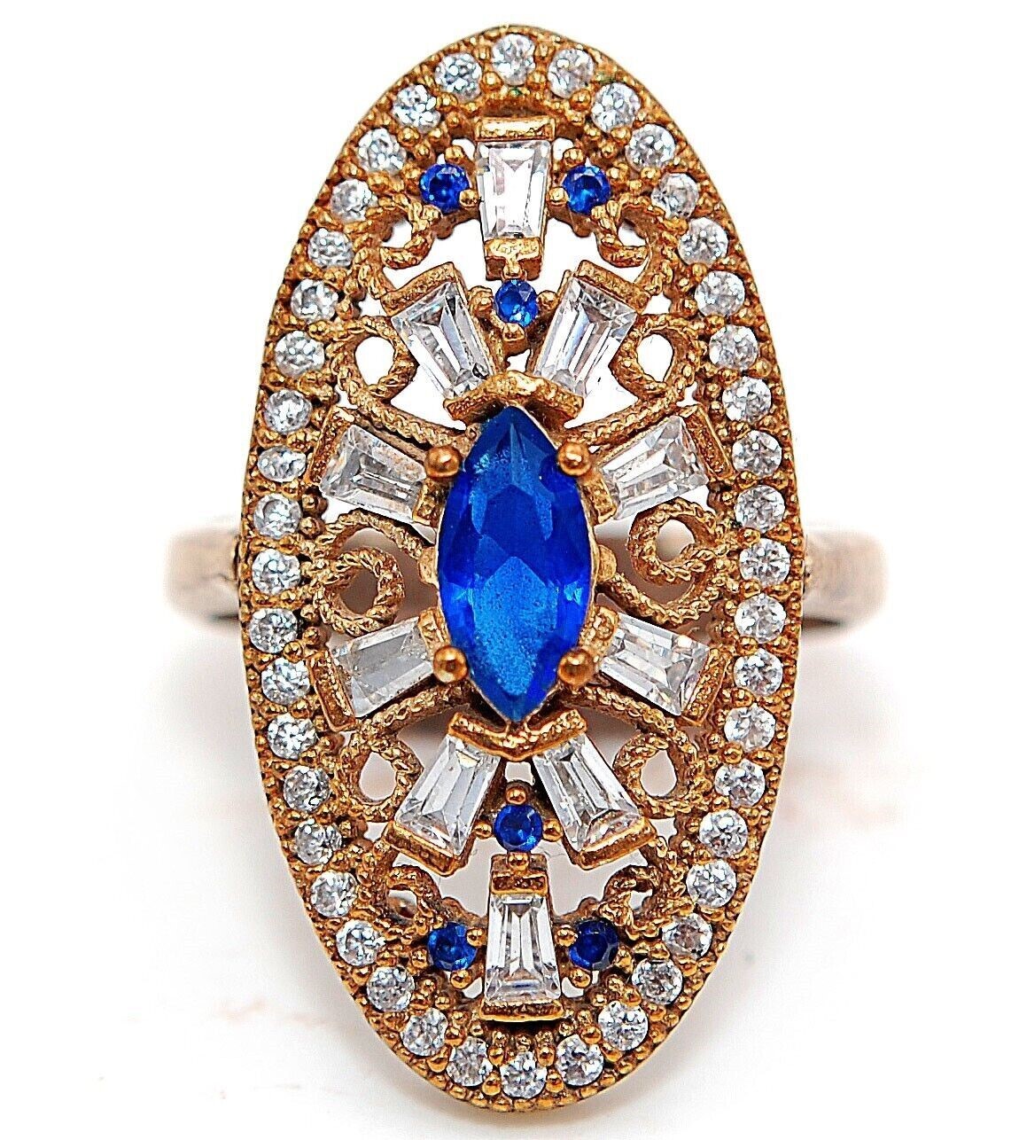 Ottoman Empire 2CT Treated Sapphire Sterling Silver Ring Size 9