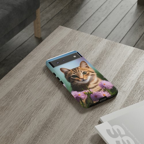 Funda de teléfono diseñada a mano para gato y flores para iPhone Samsung Google Pixel - Imagen 107 de 173