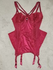 Victoria Secret Red Corset Top With Garter Size 36D