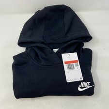 Nike Sportswear Club Fleece Big Kids  Pullover Hoodie Black/White Size L