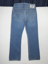 Vintage TRUE RELIGION Straight Blue Jeans Pocket Flaps - Made in USA 33x32