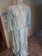 Women s M Vintage Silky Green Nightgown Robe Set Tom Bezduda Sleeveless Gown