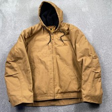 Wells Lamont Work Jacket Mens XL Brown Sherpa Lined Hooded Canvas Zip Up