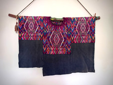 Vintage Guatemalan Huipil Textile, Handwoven Mayan Fabric, Bohemian Wall Art