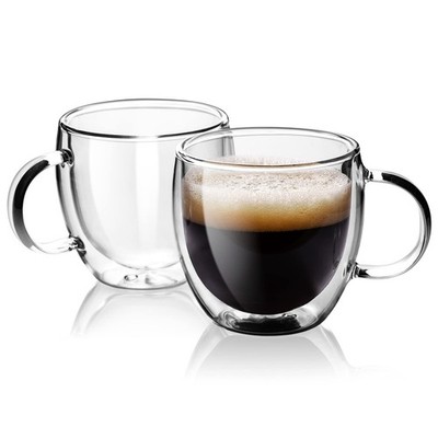 Double Wall Glass Espresso Cups 5oz/150ml, A set of 2, Thermo Insulated Boros...