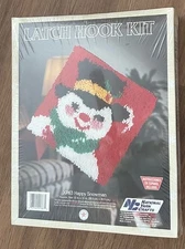 VTG National Yarn Craft Christmas Latch Hook Kit Happy Snowman XP63 NEW #XM50