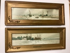 Louis K. Harlow Pair 1890 Prang & Co. Chromolithographs Original Frames