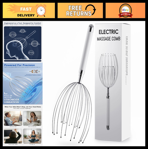 Electric Scalp Massager with 20 Metal Fingers – Waterproof Head…