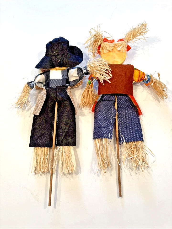 Vacaciones de Acción de Gracias (2) Espantapájaros Exterior/Interior 13" H X 7.5" ¡Con Buen Estado! Foto 3 de 3