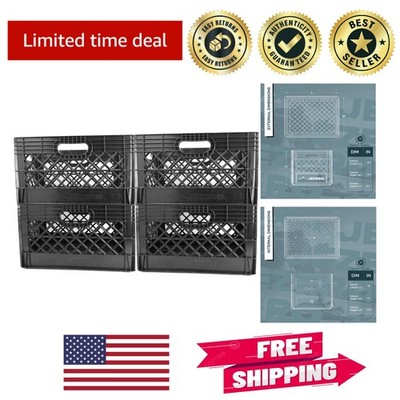 24 Quart Heavy-Duty Stackable Plastic Crate: Multi-Purpose Utility Bin (4-Pack)