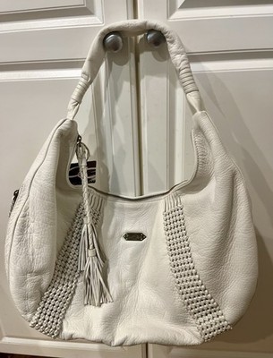 A.Che large white cloud hobo bag bohemian braids genuine soft leather NEW